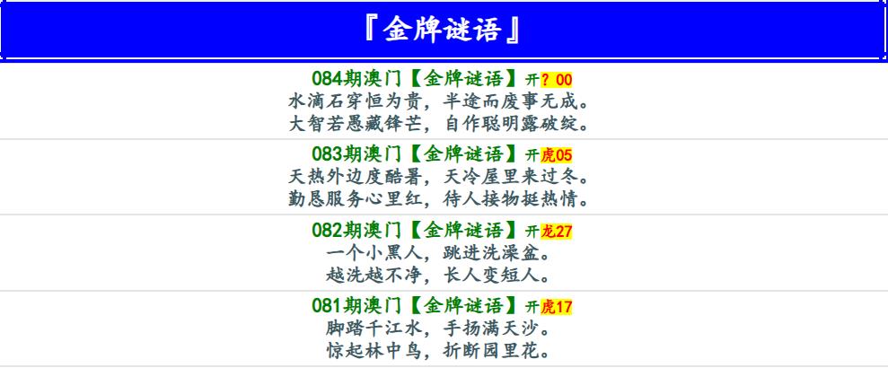 084期金牌谜语[图]